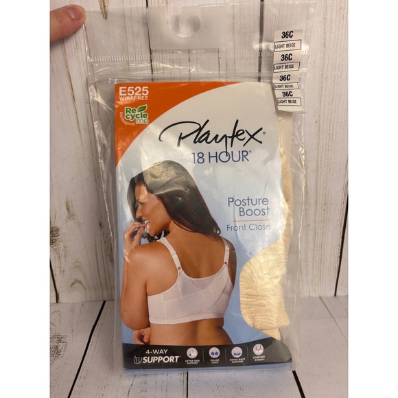 Playtex Other - Playtex 18 Hour Posture Boost Front Close Wirefree Bra E525 Light Beige 36C B022